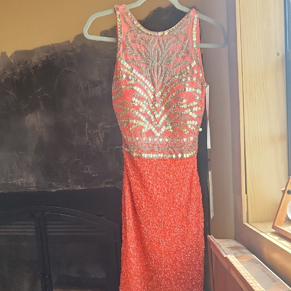 Elegant Coral Pink Cocktail Dress